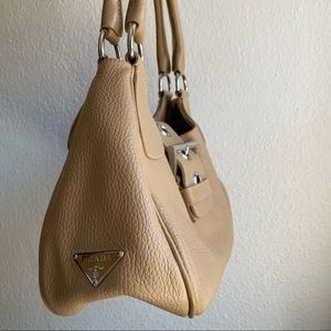 Prada Beige Northwest Leather Buckle Baguette Purse